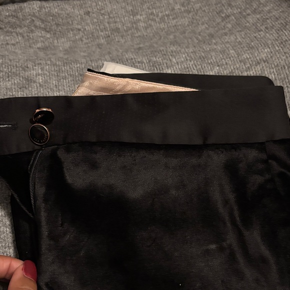 Ted Baker London Sleek Black Velvet Straight Leg Trousers - Picture 2 of 3